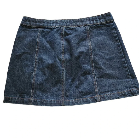 Altar'd State Womens Dark Wash Denim Jean Zip Mini Skirt Dark Blue Size Medium - Picture 2 of 10